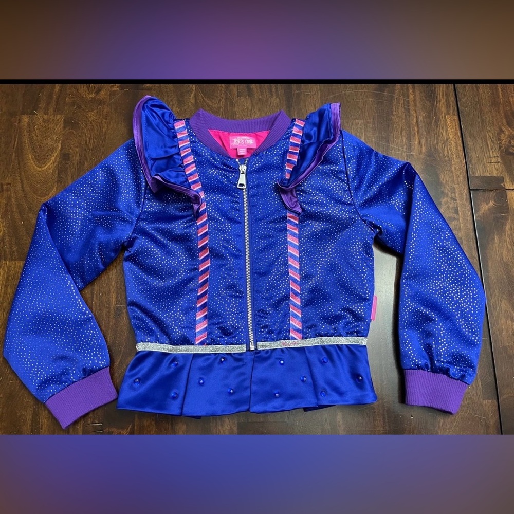 JoJos Closet Blue and Purple Glittery Full Zip Dance Jacket Girls size 7/8